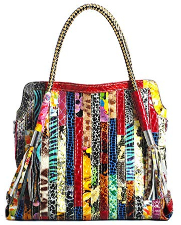 Segater® Damen Multicolor Einkaufstasche Echtes Leder Handtasche Bunte Patchwork Große Umhängetasche Shopper Taschen Großer Crossbody Hobo Handtasche (Colorful-MIddle size)
