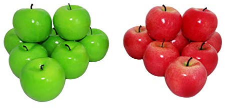 rukauf Lot de 16 décorations de Pommes Rouges et Vertes, Fruits artificiels, Fruits, légumes, Fruits artificiels, décoration de Fruits