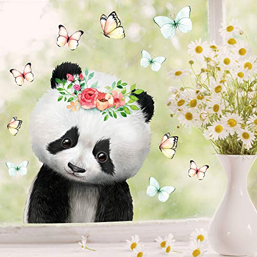 Wandtattoo Loft Fensterbilder Frühling Panda mit Blume Motiv – A3 Bogen, Wiederverwendbar – Frühlingsdeko Fenster, Frühlingsbild Fenster, Fensterdeko Frühling, Fensterfolie Frühling Selbstklebend
