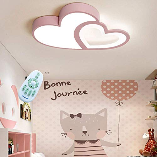 LED Deckenlampe Kreative Modern Romantisch Designer Deckenleuchte Kinderzimmer Lampe Herzform Acryl Deko Licht Mädchen Junge Deckenlicht Dimmbar Mit Fernbedienung Schlafzimmer Hausleuchten Lampe,Rosa