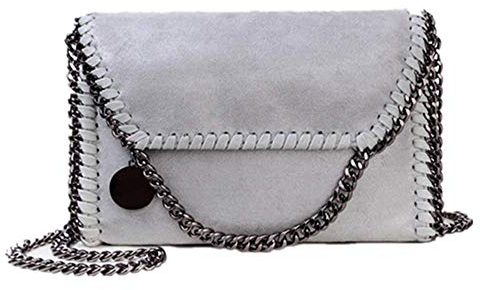 MZKJ.Com Lässige Damenhandtasche, Umhängetasche aus PU-Leder, Kettentasche, Handtasche mit Modebrieftasche (grau)