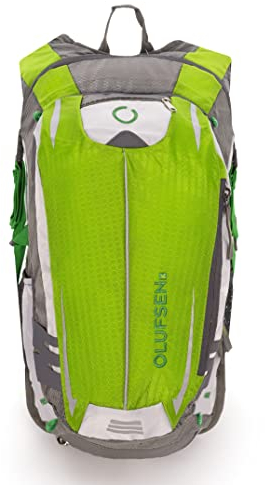 OLUFSENKids,STORTOPPEN wasserdichter Nylonrucksack,Ideal für Bergsteigen, Wandern, Trekking und Radfahren,Wasserdicht,Mit Rückenlehne und stabilem Schulterschutz,26x13x45 cm,Farbe Grün, grün