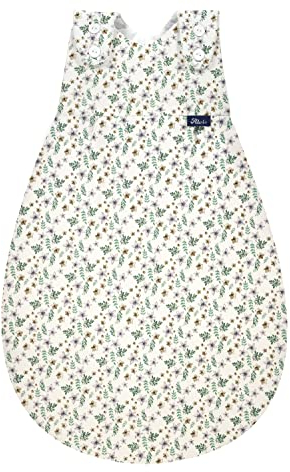 Alvi Baby-Mäxchen Außensack, Schlafsack mitwachsend, Baumwoll Schlafsack mit Strampelfreiheit, Babyschlafsack, Ganzjahresschlafsack (GOTS Petit Fleurs, 50/56)