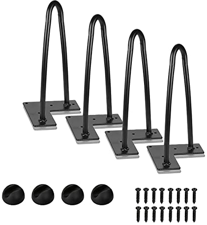 Ikodm 4er Set Hairpin Legs, 35cm Haarnadel Tischbeine Möbelfüße, Austauschbare Tisch &Schrank Beine Haarnadelbeine Tischgestell, mit Bodenschoner und Schrauben, Schrank, Nachttisch, Arbeitstisch