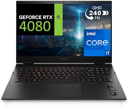HP OMEN 17-ck2003sf PC Portable Gaming 17.3 QHD IPS, 165 hz, 3 ms (Intel Core i7-13700HX, RAM 32 Go, SSD 1 To, NVIDIA GeForce RTX 4080 12GB, AZERTY, Windows 11 Famille) Noir céleste
