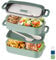 Beeptrum Bento Box Pranzo per Adulti, Impilabile con 2 Scomparti, Include Set di Utensili, Contenitore a prova di perdite, Sicuro per Microonde e Lavastoviglie, BPA-Free 1600ML Verde