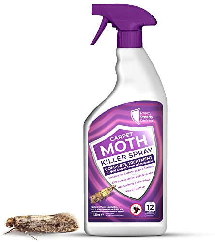 Carpet Moth Killer Spray 1L - Non-Staining & Long-Lasting Protection | Formula for Home | Targets Full Moth Lifecycle on Rugs, Carpets, Textiles & Upholstery