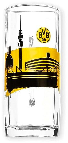Borussia Dortmund Bierkrug - Skyline - Bierseidel 0.5 l Bierglas Glas - Plus gratis Aufkleber BVB 09