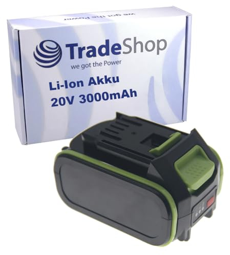 Trade-Shop Li-Ion Akku 20V / 3000mAh für viele Bohrhammer Bohrschrauber, kompatibel mit Worx WA3593 WA3595 WA3596 WA3016 WA3027 WA3401 WA3921