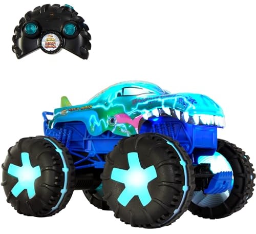 Hot Wheels Monster Trucks Remote Control Car Age 5+, 1:15 Scale Mega-Wrex Alive Battery-Powered RC Vehicle with Lights & Sounds, JBD90