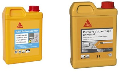 Sika Fixateur pour murs, Durcisseur de surfaces, antipoussière, sur murs poreux, Blanc, 2L & Primaire d'accrochage universel - Sikafloor 35 Primaire - Avant ragréage de sol