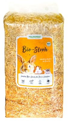 Heu-Heinrich® Paille bio du parc naturel de la forêt de Thuringe - Litière pour écurie ou enclos - Pour rongeurs, lapins, cochons d'Inde, hamsters, souris, tortues et autres petits animaux (8 kg)