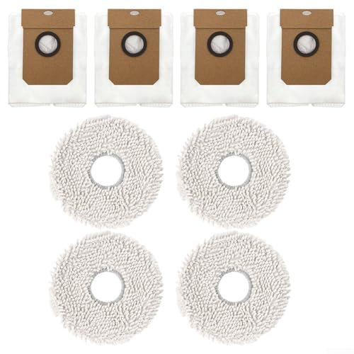 8 Piezas de Repuesto Para Cecotec Para Conga 11090 Spin Revolution Aspiradora Robot, Incluye 4 Bolsas Para Polvo, 4 PañOs De Fregona(A)