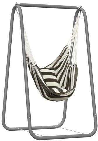 qorkhogr Swing Stand,Hammock Chair Stand with Hanging Swing Chair Max 220 Lbs Heavy Duty Hanging Chair with A-Frame for Indoor Outdoor Patio Yard Balcony C