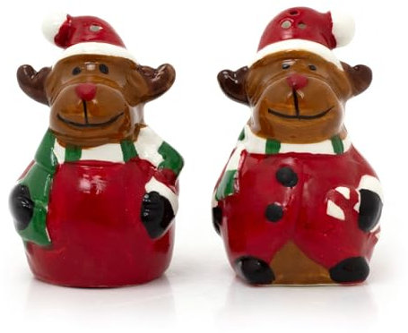 Carousel Home Christmas Reindeer Salt and Pepper Pots | Festive Salt And Pepper Set Xmas Salt And Pepper Shakers | Christmas Characters Cruet Sets