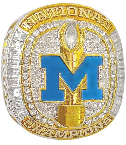 Wonsunte Nationaler Meisterschaftsring 2024 Sammleredition Universitäts Liga-Trophäen Ring Mit Holzvitrine Familie Freunde Alumni,9#