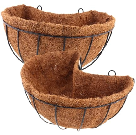 Happyyami 2 Stück-Pack Hängeampeln Aus Metall Mit Kokoseinlage Outdoor Pflanzenampeln Für Balkon Und Garten Wandmontage Blumenkörbe Wetterbeständige Hängepflanzgefäße