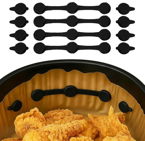 ChaneeHann Calamite per Friggitrice ad, Aria Accessori Friggitrice ad Aria, 12 Pezzi Magnet Silicone Nero per Carta Forno Resistente al Calore Antisgualcimento