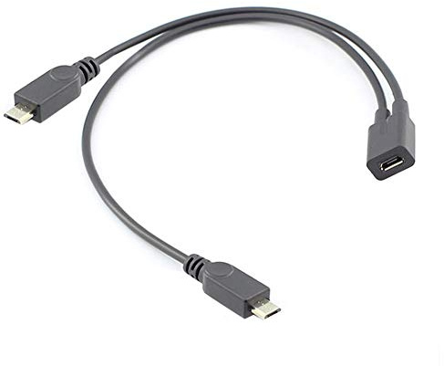 Aukson I61 Micro USB Splitter-Kabel – 1x Micro USB Buchse auf 2X Micro USB Stecker, 5-Pin, High-Speed USB 2.0 Verlängerungskabel, 30 cm