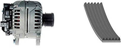 HELLA 8EL 011 710-791 Generator, 14V / 140A, Keilrippenriemenscheiben-Ø: 56mm & febi bilstein 28916 Keilrippenriemen/Keilriemen - 6PK1050, Rippenzahl 6, 1 Stück