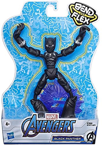 Avengers E7868 Marvel Bend and Flex Action Figure Toy, 6-Inch Flexible Black Panther, Includes Accessory, Ages 4 and Up, Multicoloured