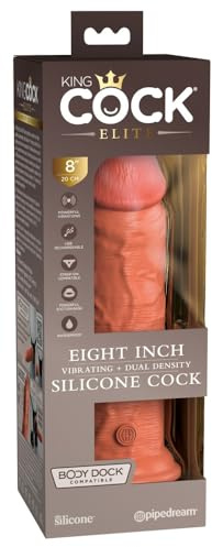 King Cock 8 Vibrating Silicone Dual Density Cock, Tan, 8 Zoll