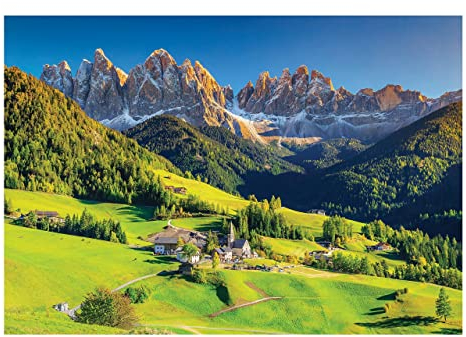 WallArena - Vlies Fototapete Berge Alpen Landschaft Gebirge grün Natur Himmel 368x254 cm - Fototapeten - Tapeten - für Wohnzimmer Schlafzimmer - Vliestapete Wandtapete Tapete 3D Effekt- inkl. Kleister