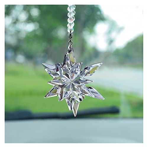 Kristall Schneeflocke Kristallfiguren Hängende Suncatcher Auto Hängende Verzierung Hochzeit Home Garten Dekor (Color : A Clear)