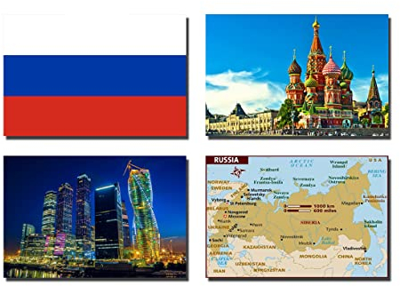 Kühlschrankmagnete, Russland-Flagge, Russland, 4 Stück