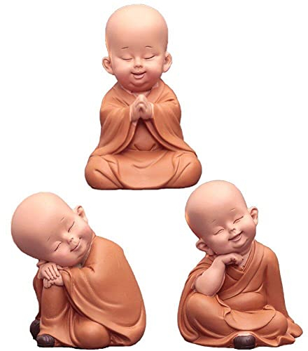 Hrippy Harzmönch Figuren Crafts Niedliche Buddha Puppenverzierungen Mini Buddha Statue -zubehör Für Auto Heim -Schreibtisch Dekoration