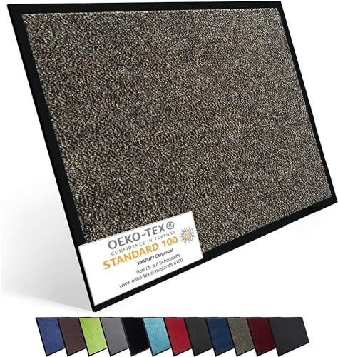 Entrando Fußmatte für innen und außen, waschbar, robust, rutschfest, saugfähig - Läufer für Flur, Eingangsbereich, Gastro, Büro (90x300 cm,Braun Schwarz)