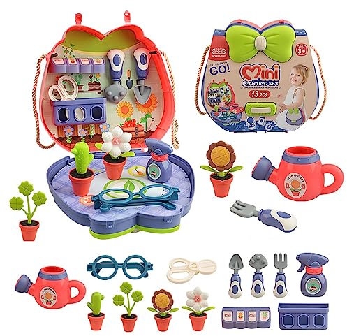 Idezek Gartenset für Kleinkinder - Outdoor-Gartenspielzeug | Gartenspiel-Spielzeug mit Gießkanne, Kelle, Aufbewahrungstasche, Blumentopf und mehr, für Kinder und Kleinkinder