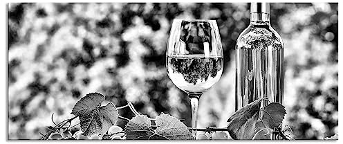 Pixxprint Glasbild Panorama, Wandbild aus Echtglas, Wein und Weintrauben, 120x50 cm, inkl. Aufhängung und Abstandshalter