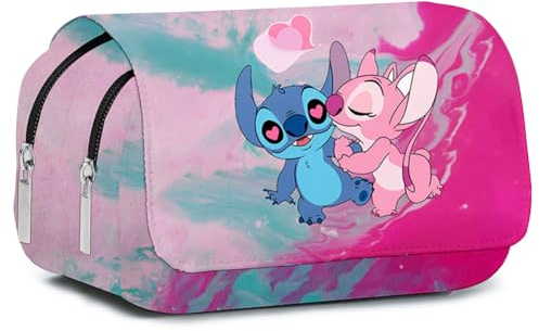 Ksopsdey Astuccio per Matite Stitch,Con 2 livelli di scomparti Grande Capacità Portapenne,Anime Matite Portatile Astucci Per Bambini Adolescenti Ragazzi Bambini Casa Ufficio Scuol,20cm*10cm*7.5cm