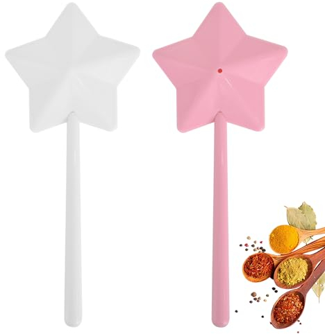 2 Pièces Salière et Poivrière Étoile, Salière et Poivrière Baguette Magique, Baguette Magique pour la Cuisine, Distributeur de Sel et Poivre, Salière et Poivrière Plastique, pour Cuisine (Blanc+Rose)