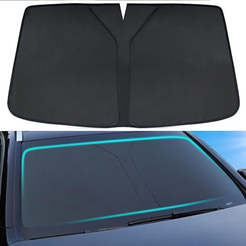 HIPATU Auto Sonnenschutz Frontscheibenabdeckung für VW Crafter 2017+, Faltbar Auto Frontscheibe Sonnenschutz Sonnenblende Vorne UV-Schutz Frontscheibenabdeckung,A/Black