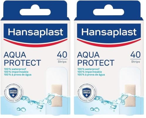 HANSAPLAST AQUA PROTECT 40 Pansements, Pansements étanches pour toutes sortes de plaies, Pansements transparents à haute adhérence (Lot de 2)