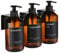Janxin 3 Pièces Distributeur Savon Liquide Mural sans Percage, Distributeur Savon, Distributeur de Savon Ambre, Distributeur Savon Douche Mural, pour Cuisine/Salle/Bain (Flacon Marron + tête Noire)