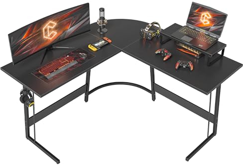 Cubiker Gaming Tisch 120x120x75cm, Schreibtisch mit Monitorständer, Eckschreibtisch, Gaming Schreibtisch L Form, Computertisch, Schwarz