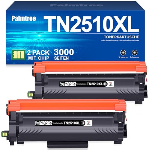 Palmtree TN2510 TN2510XL TN-2510 XL Kompatibel für Brother HL-L2400DWE Toner MFC-L2800DW MFC-L2835DW MFC-L2860DW HL-L2400DW MFC-L2827DW DCP-L2620DW HL-L2445DW DCP-L2660DW DCP-L2665DW (2 Schwarz)