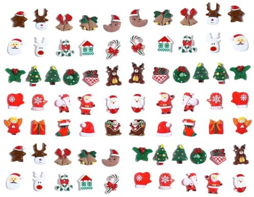 GXGM 70 Stück Weihnachten Deko Streudeko Tischdeko Weihnachtsschmuck Konfetti Kunstharz Mini Zubehör Kunstharz Miniatur Klein Figur zum Basteln DIY Geschenk Mitgebsel für Adventskalender