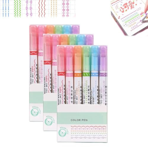 Generisch Magic Border Pen, Colored Curve Pens, Fun Pens Different Shapes, Curve Highlighter Pens Set, Magic Changing Color Markers, Curve Pens Highlighters Markers (18pcs)