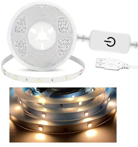 aixi-SHS 5 V USB-LED-Lichtstreifen, 5 m, einfarbig, warmweiß, dimmbar, LED-Licht für Heimdekoration, TV-Hintergrundlicht
