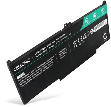 CELLONIC Batterie Compatible avec Dell Latitude 14 7400, 13 5300, 13 5310, 13 7300, MXV9V, N2K62, 5VC2M 7200mAh 7.6V