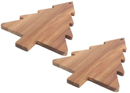 DECORNIJIA 2 Stück Weihnachtsbaum Charcuterie Brett aus Natürlichem Holz Teiliges Festliches und Schneidebrett für Brot Sushi Snacks Vielseitig für Küche Party Restaurant