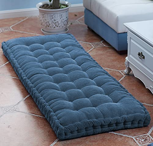 Dickes Outdoor Gartenbankkissen Rechteckiges Esszimmer-Sitzpolster für drinnen & draußen Bodenkissen (100 x 30 cm Blau) - Bequemes Terrassenkissen