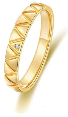 Moissanite Ring, Trauringe 750 Gold Geometrisch Gelbgold Gr.66 (21.0) 18 Karat Gelbgold