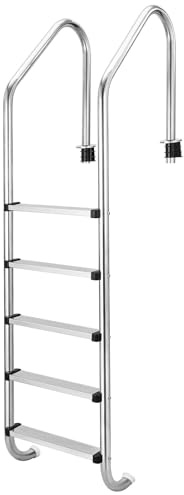 Aptliton Heavy Duty Stainless Steel Pool Ladder – Non-Slip Steps, Ergonomic Handrails, Rust-Resistant, Easy Assembly, Pool Safety Accessory, 380 lbs Capacity, For In-Ground & Above Ground Pools – 5