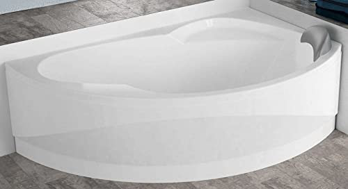 Vasca Bagno Angolare Angolo Asimmetrica Curva Novellini Vogue Standard Telaio Colonna Destra Pannello Frontale 165x85 H55 cm 180 Litri Poggiatesta Guscio Tradizionale Acrilico Finitura Bianco Lucido
