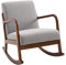 HOMCOM gepolsterter Schaukelsessel, Vintage Design in Holz und grauem Polyester, für Innenraum, Büro, Wohnzimmer, 64x86x80cm